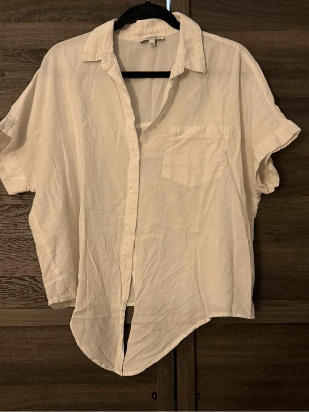 Madewell White Linen Button-Up Shirt